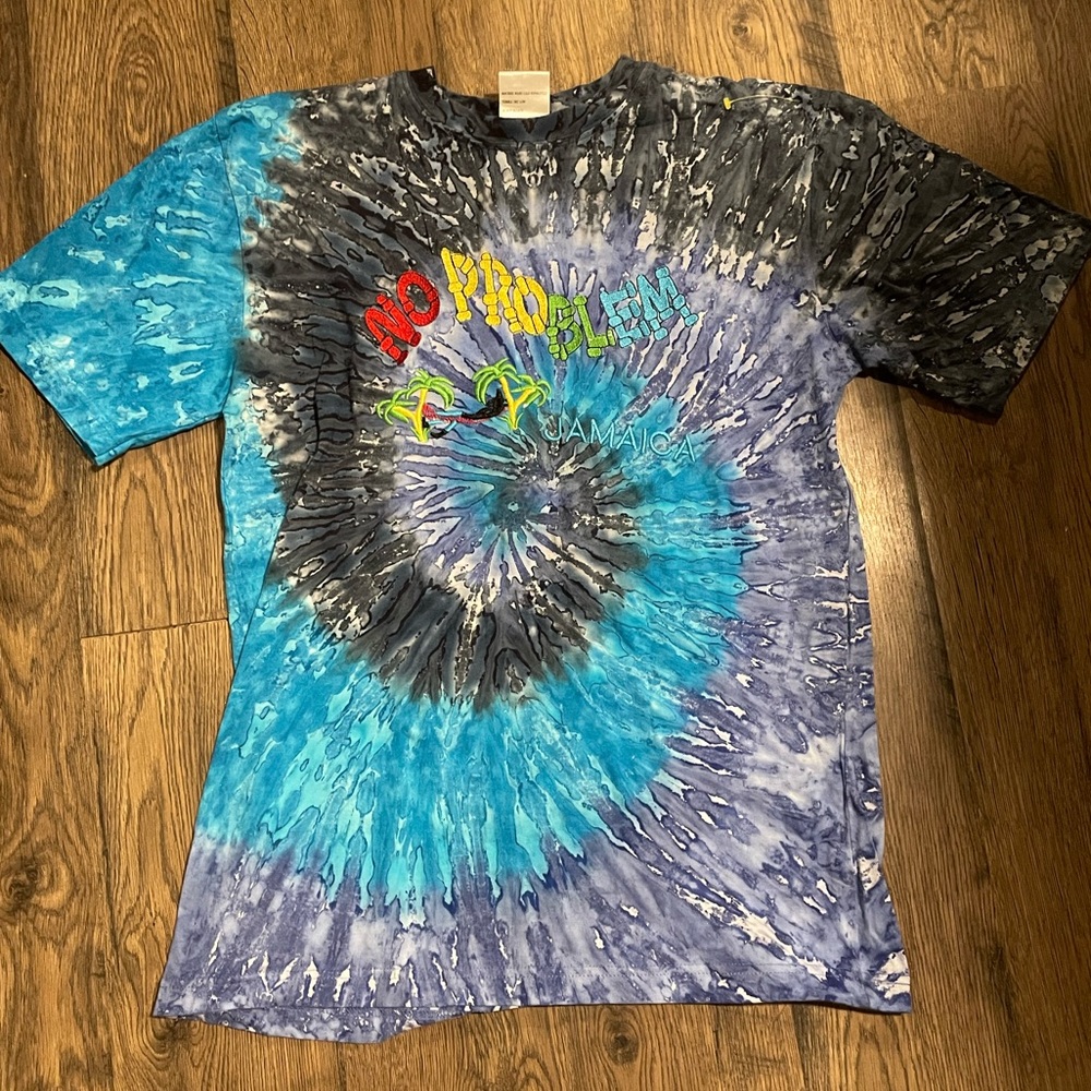Jamaica No Problem Tie Dye Swirl Tee Shirt, Men’s Large